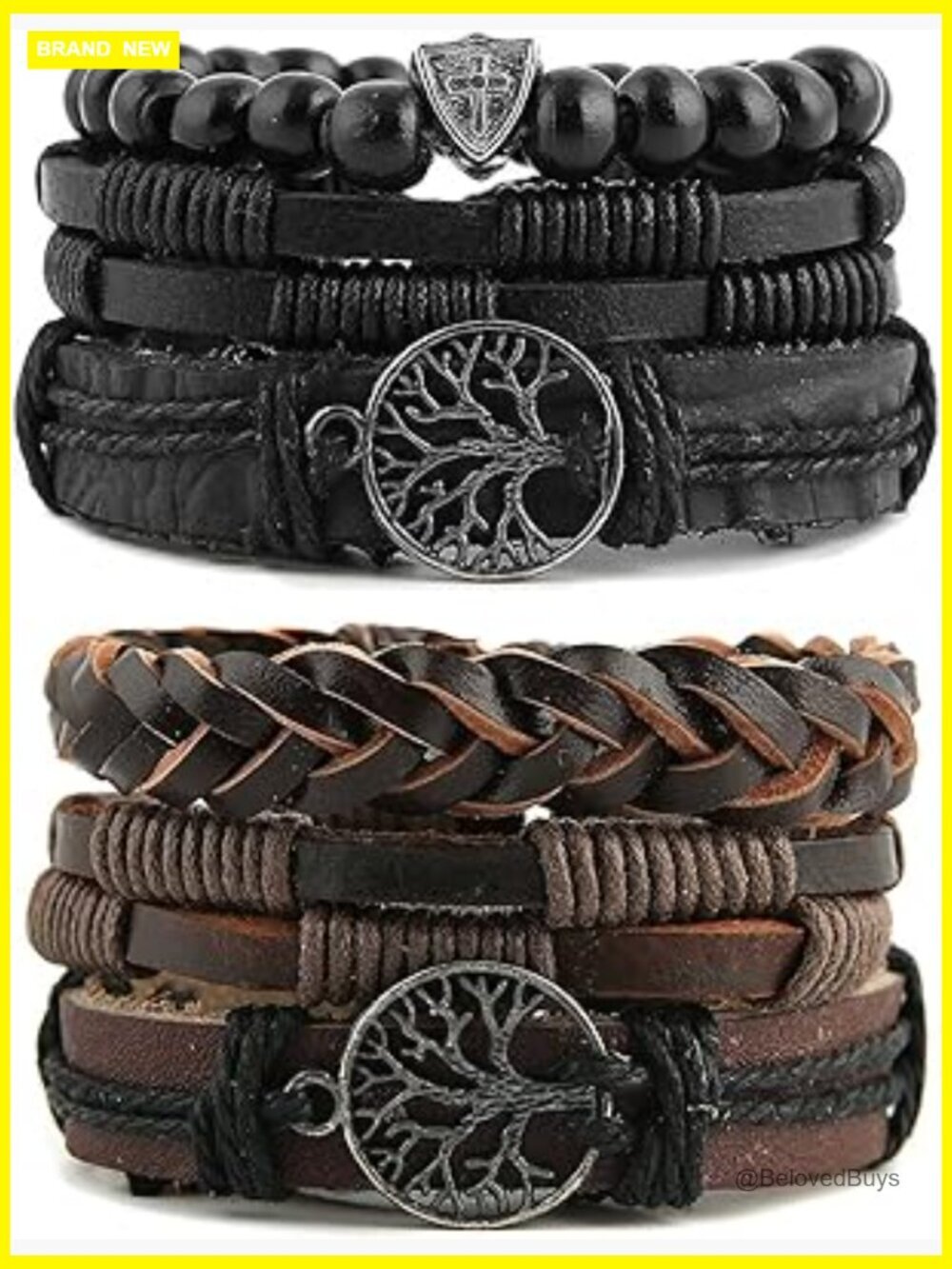 Genuine Leather Tree of Life Bracelet, Unisex Lava Rock Beaded Bracelet